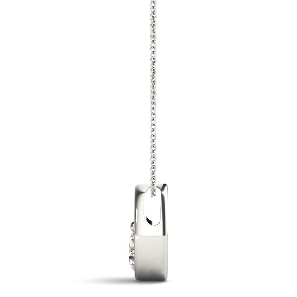 Silver Half Bezel Round Cut Diamond Pendant