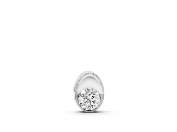 White gold Half Bezel Round Cut Diamond Pendant