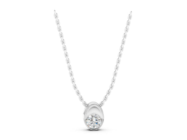 White gold Half Bezel Round Cut Diamond Pendant