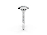 White gold Halo Asscher-Cut Diamond Pave Band Milgrain Prong Setting Ring_43