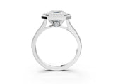 White gold Halo Asscher-Cut Diamond Pave Band Milgrain Prong Setting Ring_44