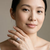 White gold Halo Cushion Cut Diamond Milgrain Band with Four-Prong Setting_26