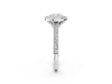White gold Halo Cushion-Cut Diamond Pave Band Milgrain Prong Setting Ring_51