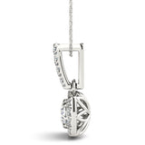 White gold Halo Cushion Cut Diamond Pendant with Four-Prong Setting 1