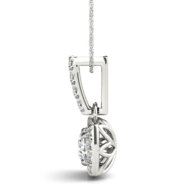 Silver Halo Cushion Cut Diamond Pendant with Four-Prong Setting