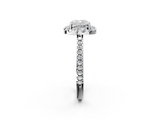 10K White Gold 1.05 Carat D VS1 Princess Diamond Pavé Halo Ring with Four-Prong Setting