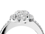 10K White Gold 1.05 Carat D VS1 Princess Diamond Pavé Halo Ring with Four-Prong Setting