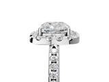 10K White Gold 1.05 Carat D VS1 Princess Diamond Pavé Halo Ring with Four-Prong Setting