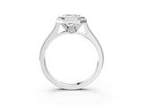 White gold Halo Emerald-Cut Diamond Pave Band Milgrain Prong Setting Ring_52