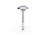 White gold Halo Fancy Blue Asscher -Cut Diamond Pave Band Milgrain Prong Setting Ring_54