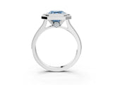 White gold Halo Fancy Blue Asscher -Cut Diamond Pave Band Milgrain Prong Setting Ring_55