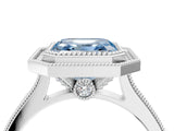 White gold Halo Fancy Blue Asscher -Cut Diamond Pave Band Milgrain Prong Setting Ring_56
