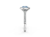 White gold Halo Fancy Blue Cushion -Cut Diamond Pave Band Milgrain Prong Setting Ring_56