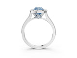 White gold Halo Fancy Blue Cushion -Cut Diamond Pave Band Milgrain Prong Setting Ring_57