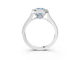 White gold Halo Fancy Blue Emerald -Cut Diamond Pave Band Milgrain Prong Setting Ring_58