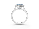 White gold Halo Fancy Blue Heart -Cut Diamond Pave Band Milgrain Prong Setting Ring_59