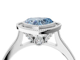 White gold Halo Fancy Blue Heart -Cut Diamond Pave Band Milgrain Prong Setting Ring_59