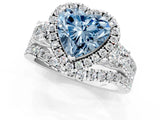 White gold Halo Fancy Blue Heart Cut Cut Split Shank Diamond Ring with Four-Prong Setting_1