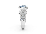 White gold Halo Fancy Blue Heart Cut Cut Split Shank Diamond Ring with Four-Prong Setting_2