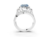 White gold Halo Fancy Blue Heart Cut Cut Split Shank Diamond Ring with Four-Prong Setting_3