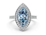 White gold Halo Fancy Blue Marquise -Cut Diamond Pave Band Milgrain Prong Setting Ring_55