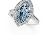 White gold Halo Fancy Blue Marquise -Cut Diamond Pave Band Milgrain Prong Setting Ring_56