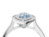 White gold Halo Fancy Blue Marquise -Cut Diamond Pave Band Milgrain Prong Setting Ring_59