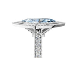 White gold Halo Fancy Blue Marquise -Cut Diamond Pave Band Milgrain Prong Setting Ring_60