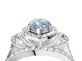 White gold Halo Fancy Blue Marquise Cut Cut Split Shank Diamond Ring with Four-Prong Setting_4
