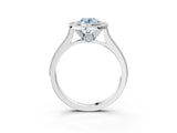 White gold Halo Fancy Blue Oval -Cut Diamond Pave Band Milgrain Prong Setting Ring_57