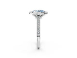 White gold Halo Fancy Blue Oval -Cut Diamond Pave Band Milgrain Prong Setting Ring_57