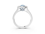 White gold Halo Fancy Blue Pear -Cut Diamond Pave Band Milgrain Prong Setting Ring_90