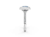 White gold Halo Fancy Blue Princess -Cut Diamond Pave Band Milgrain Prong Setting Ring_57