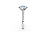 White gold Halo Fancy Blue Radiant -Cut Diamond Pave Band Milgrain Prong Setting Ring_57