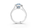 White gold Halo Fancy Blue Radiant -Cut Diamond Pave Band Milgrain Prong Setting Ring_58