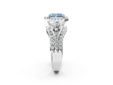 White gold Halo Fancy Blue Radiant Cut Cut Split Shank Diamond Ring with Four-Prong Setting_2