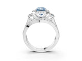White gold Halo Fancy Blue Radiant Cut Cut Split Shank Diamond Ring with Four-Prong Setting_3