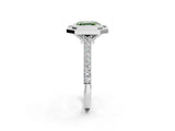 White gold Halo Fancy Green Asscher -Cut Diamond Pave Band Milgrain Prong Setting Ring_65