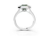 White gold Halo Fancy Green Asscher -Cut Diamond Pave Band Milgrain Prong Setting Ring_67