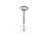 White gold Halo Fancy Green Cushion -Cut Diamond Pave Band Milgrain Prong Setting Ring_57