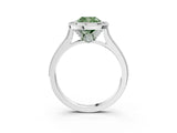 White gold Halo Fancy Green Cushion -Cut Diamond Pave Band Milgrain Prong Setting Ring_58