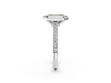 White gold Halo Fancy Green Emerald -Cut Diamond Pave Band Milgrain Prong Setting Ring_57