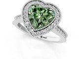 White gold Halo Fancy Green Heart -Cut Diamond Pave Band Milgrain Prong Setting Ring_36