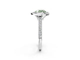 White gold Halo Fancy Green Heart -Cut Diamond Pave Band Milgrain Prong Setting Ring_37