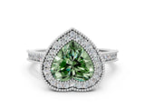 White gold Halo Fancy Green Heart -Cut Diamond Pave Band Milgrain Prong Setting Ring_40