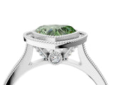 White gold Halo Fancy Green Heart -Cut Diamond Pave Band Milgrain Prong Setting Ring_44