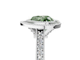 White gold Halo Fancy Green Heart -Cut Diamond Pave Band Milgrain Prong Setting Ring_45