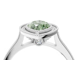 White gold Halo Fancy Green Marquise -Cut Diamond Pave Band Milgrain Prong Setting Ring_93