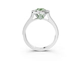 White gold Halo Fancy Green Oval -Cut Diamond Pave Band Milgrain Prong Setting Ring_58