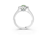 White gold Halo Fancy Green Pear -Cut Diamond Pave Band Milgrain Prong Setting Ring_75